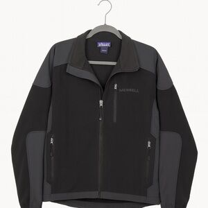 Free Country Mens Softshell Windbreaker Jacket Large Black Gray Fleece Jacket